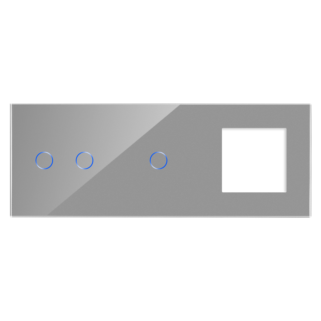 Panou Intrerupator Dublu + Simplu si Priza cu Touch din Sticla LUXION, gri