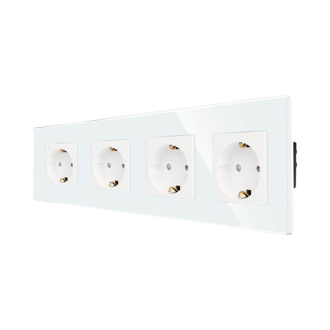 Priza Cvadrupla LUXION cu rama din sticla, alb