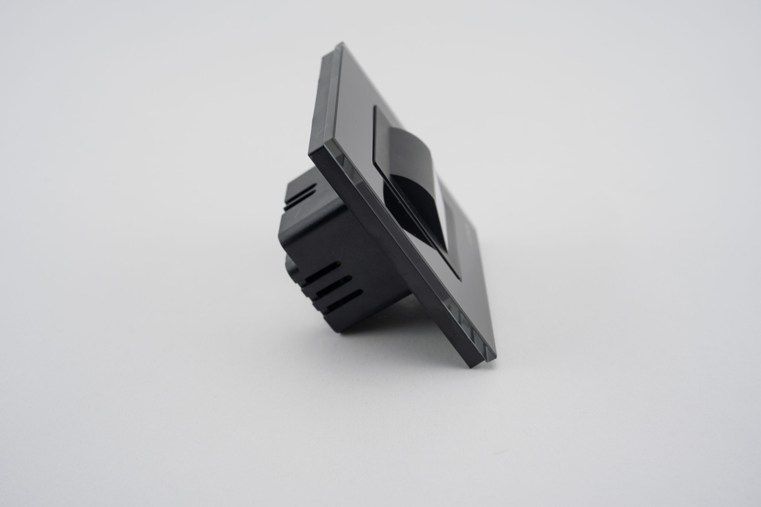 Lampa de Veghe LED cu Lumina Alb - Neutra LUXION cu Rama de Sticla, negru