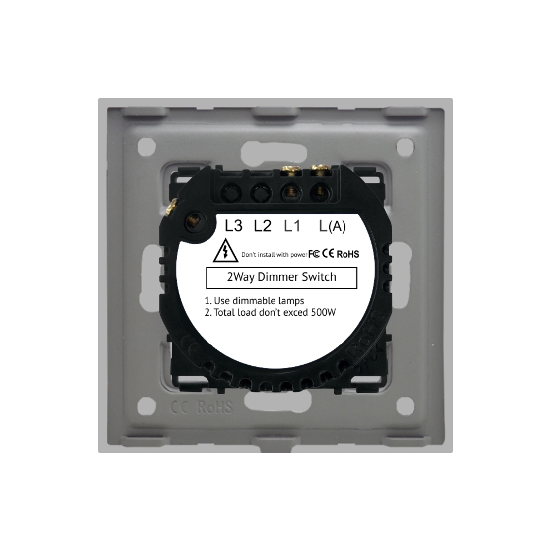 Intrerupator Simplu cu Variator Cap Scara / Cruce cu Touch din Sticla LUXION, gri