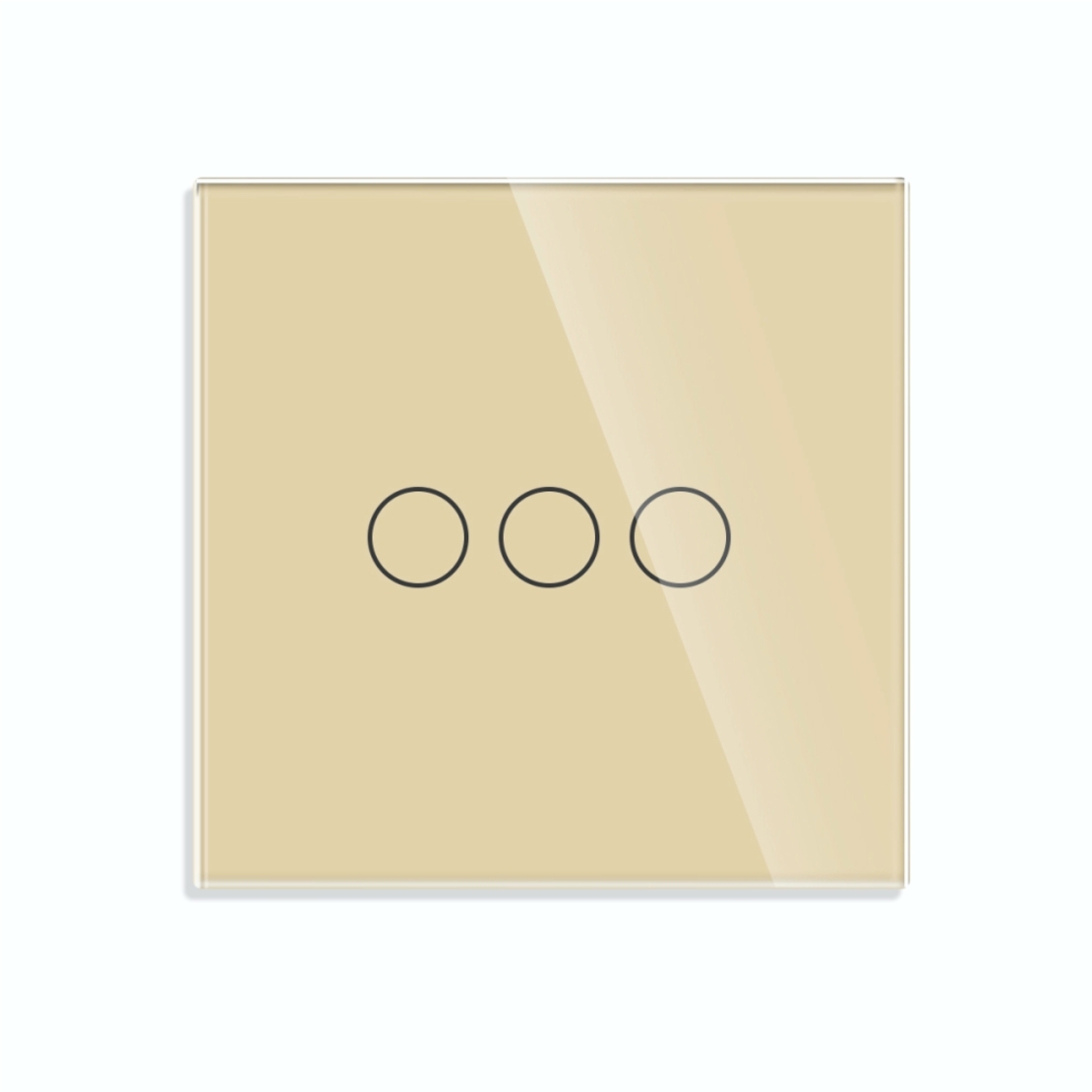 Intrerupator Triplu RF433 cu Touch din Sticla LUXION, auriu