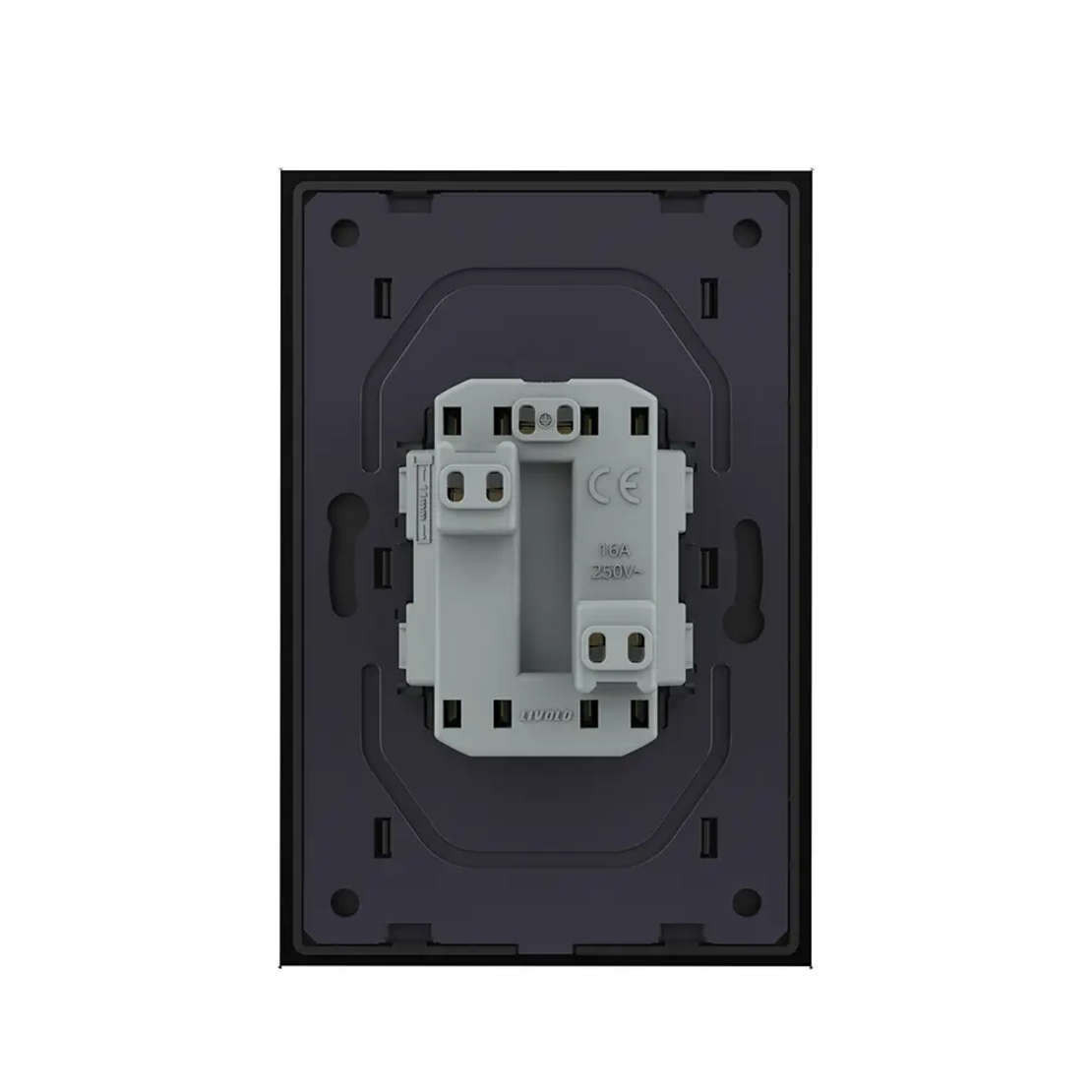 Priza Dubla Livolo cu Rama din Sticla Pentru Doza Simpla, negru