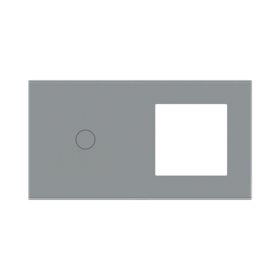 Panou Intrerupator Simplu cu Touch si Priza Simpla Din Sticla LUXION, gri