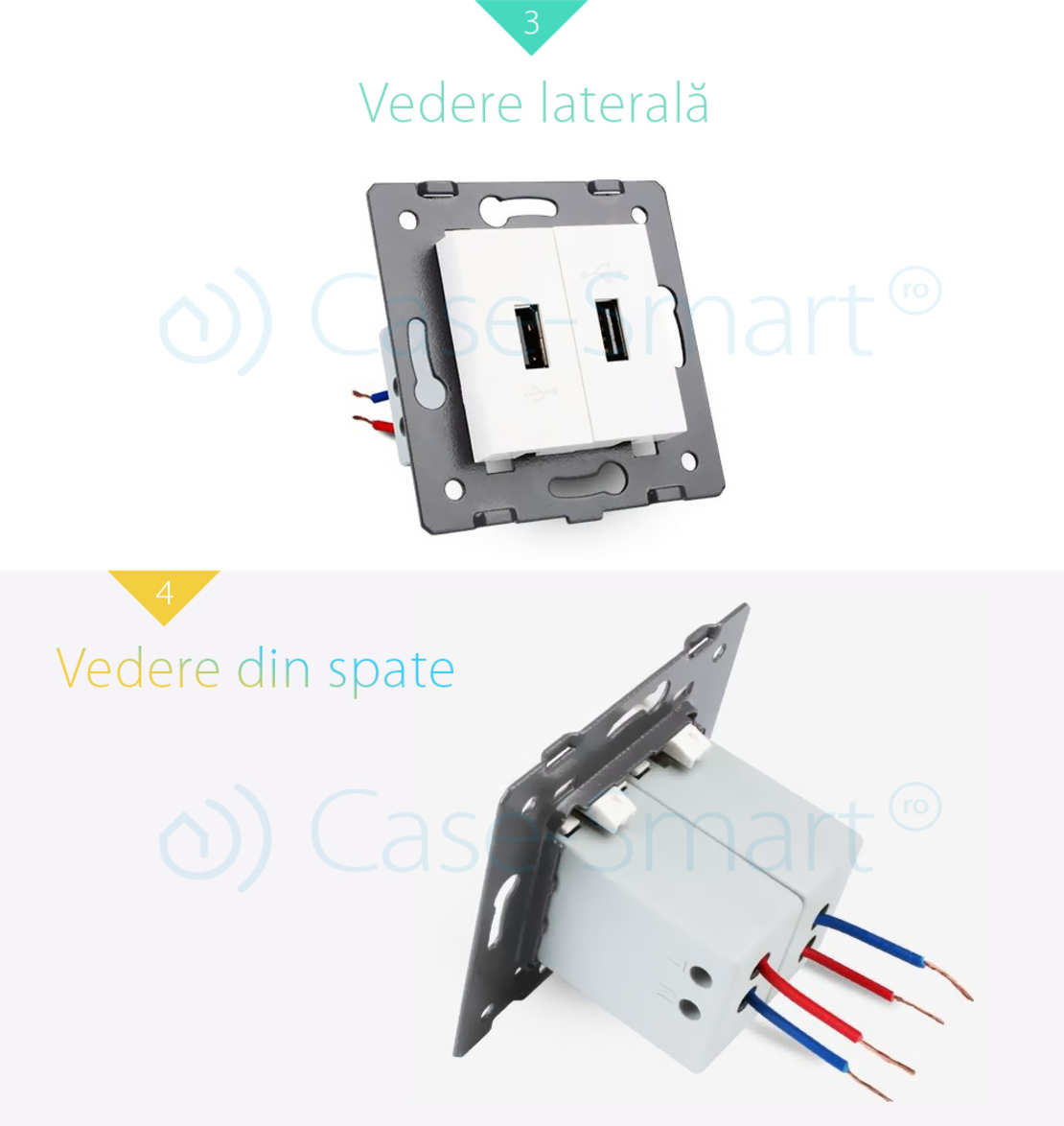 Priza Dubla USB Livolo, alb