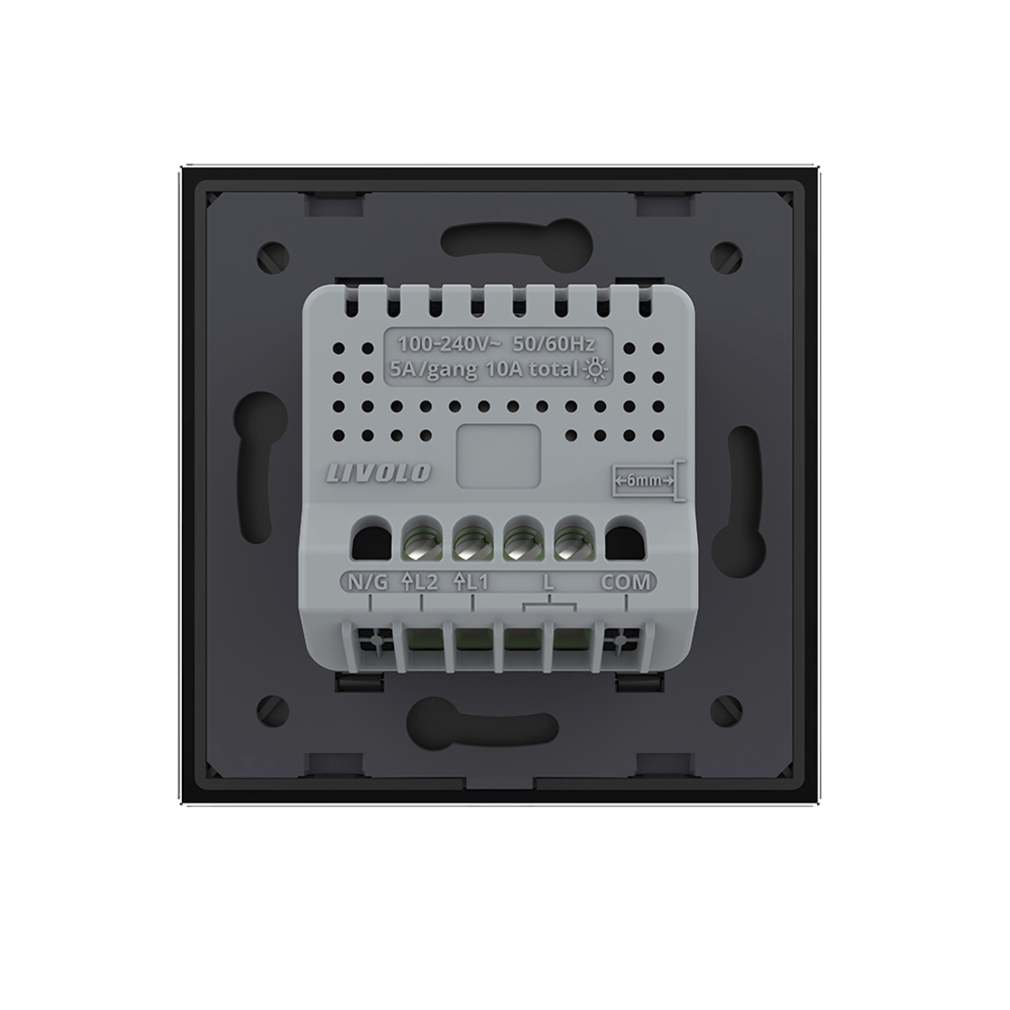 Intrerupatorul Dublu cu Touch LIVOLO cu Rama Din Sticla - Protocol Zigbee EC, negru
