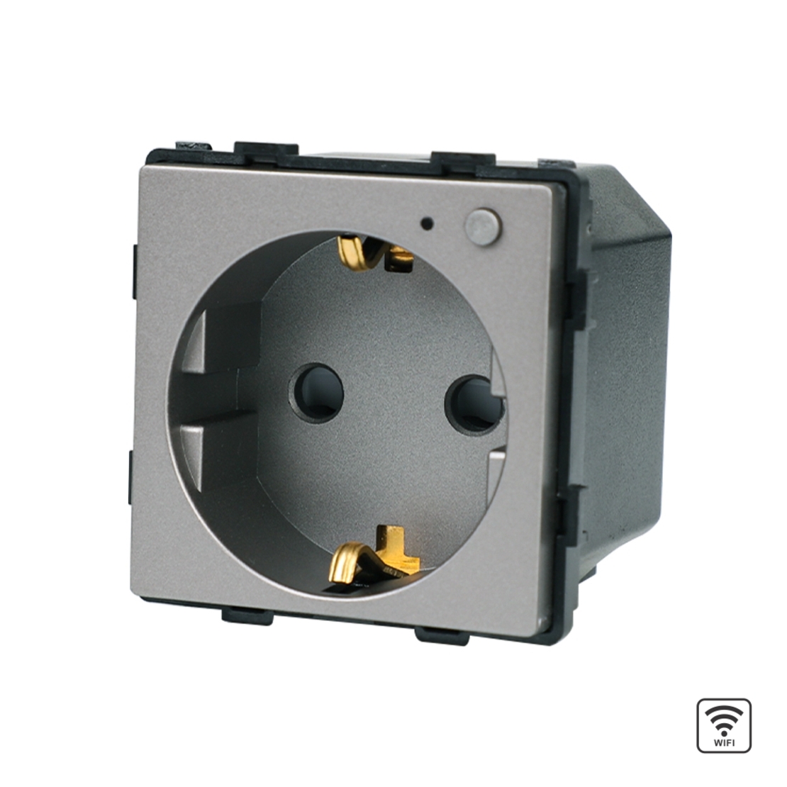 Modul Priza Inteligenta Wi-Fi cu Monitorizare Consum, Fara Rama Din Sticla LUXION, gri