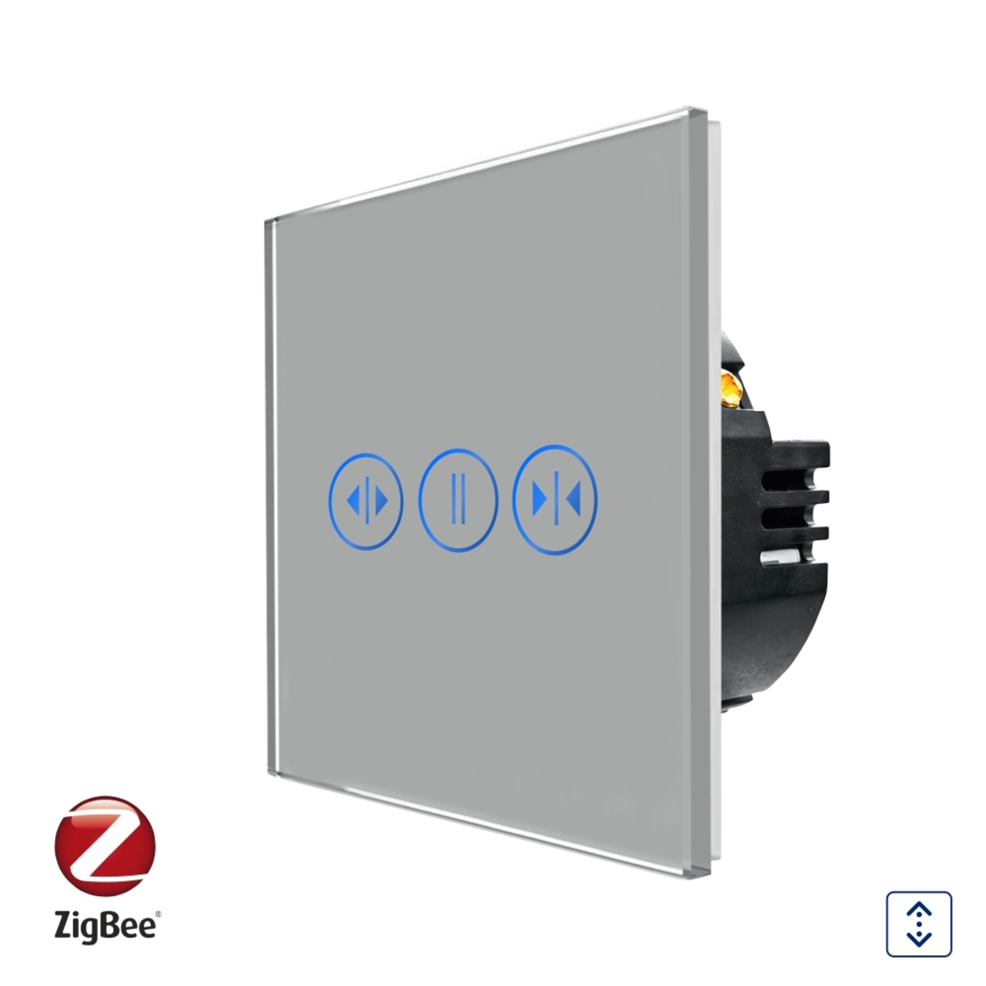 Intrerupator Rulouri cu Touch din Sticla LUXION, Protocol Zigbee Tuya, gri