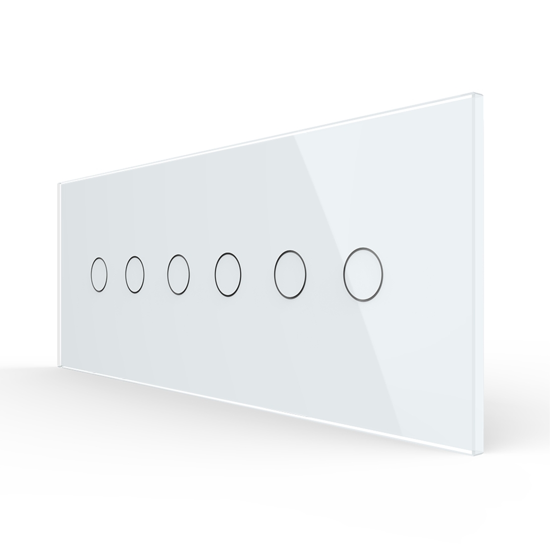 Intrerupator Dublu + Dublu + Dublu cu Touch LIVOLO cu Rama Din Sticla, Standard Italian, 6M, alb