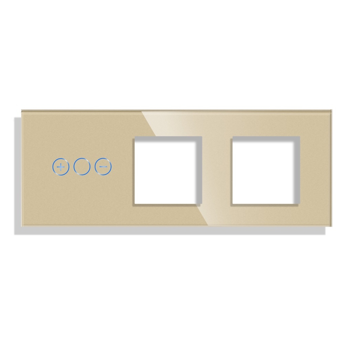 Panou Intrerupator Variator cu Touch si 2 Prize Simple Din Sticla LUXION, auriu
