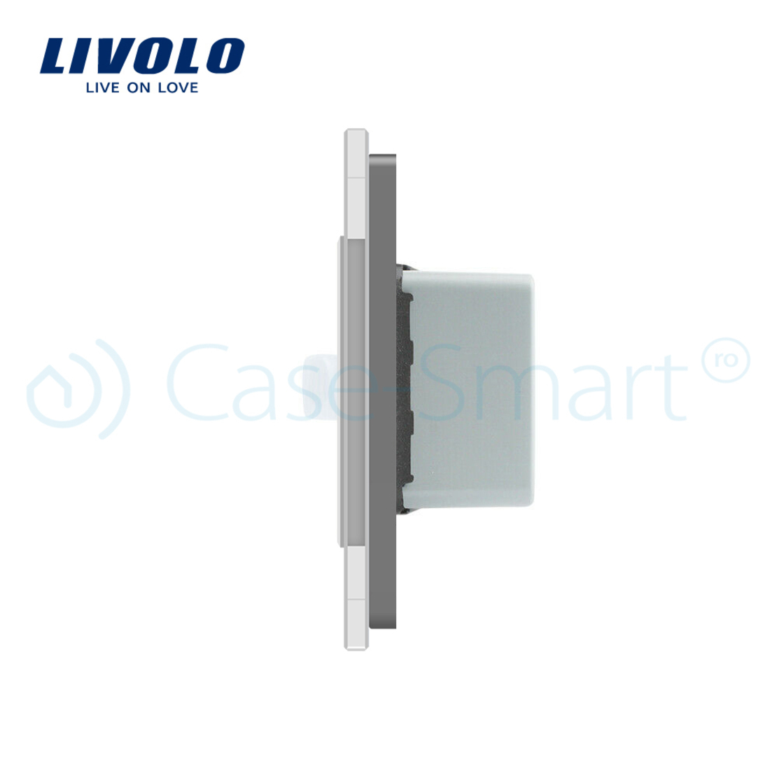 Intrerupator senzor de miscare PIR Livolo cu rama din sticla, gri