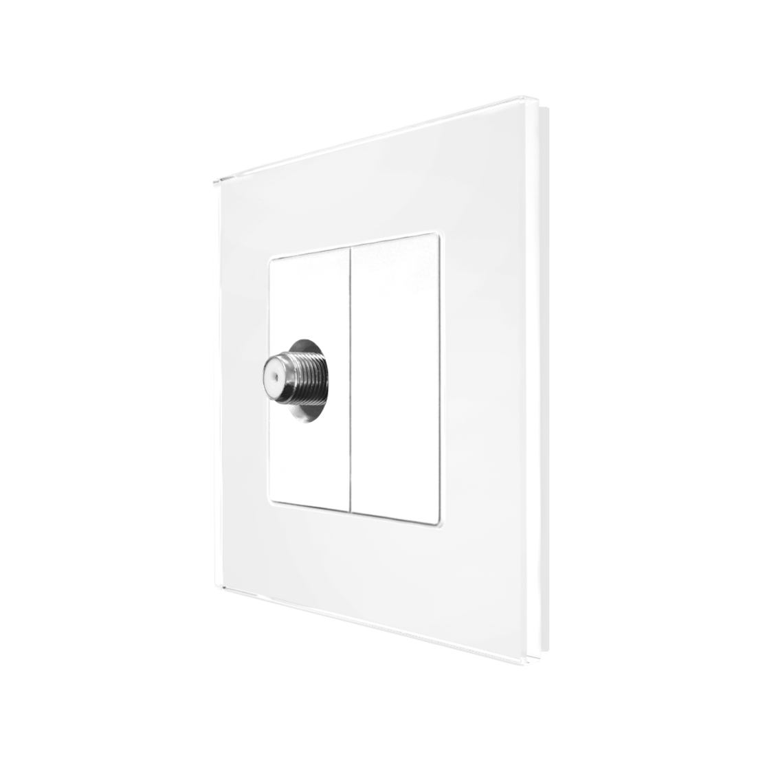 Priza TV Satelit cu Rama din Sticla LUXION, alb