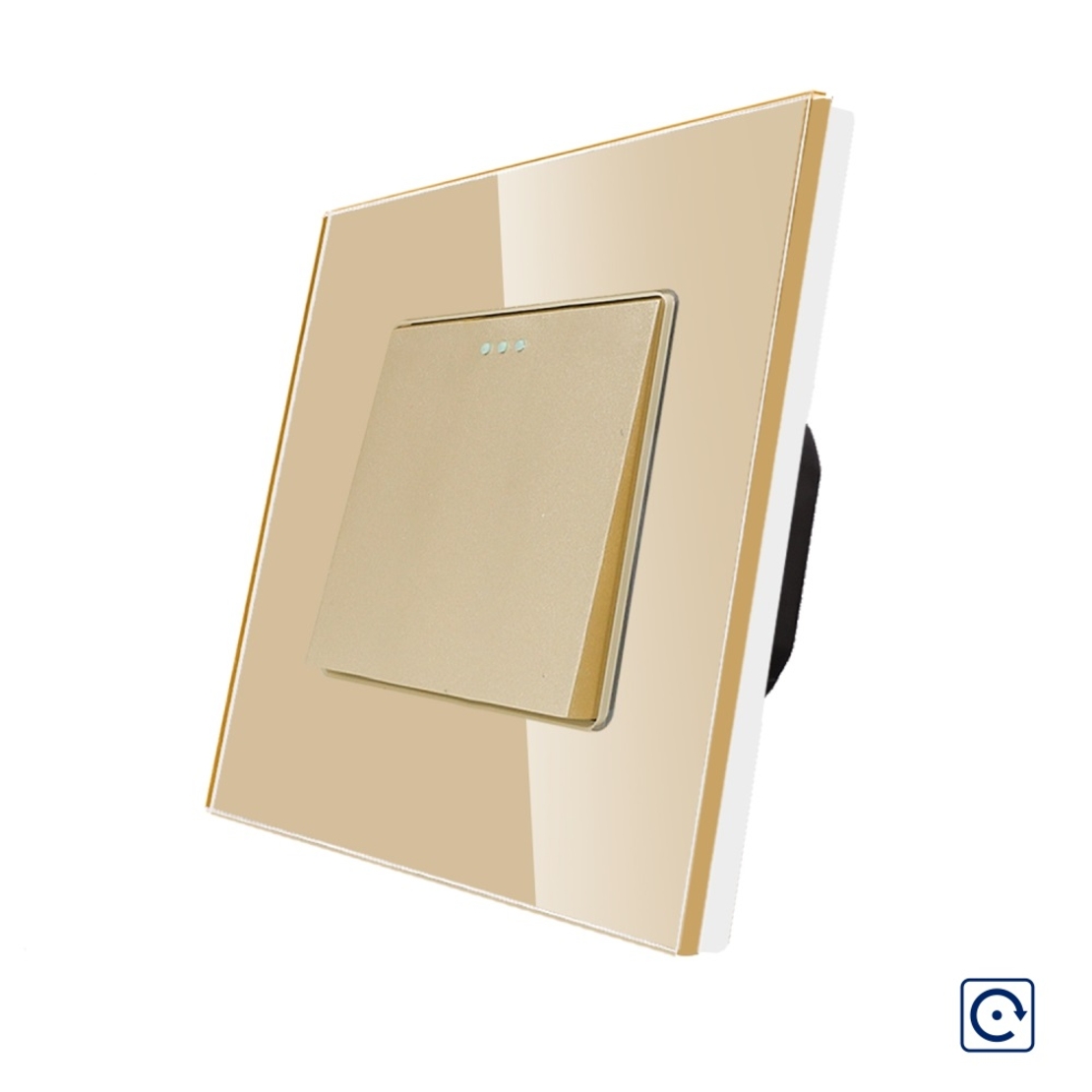Intrerupator Simplu Mecanic cu Reset / Revenire LUXION cu Rama din Sticla, auriu