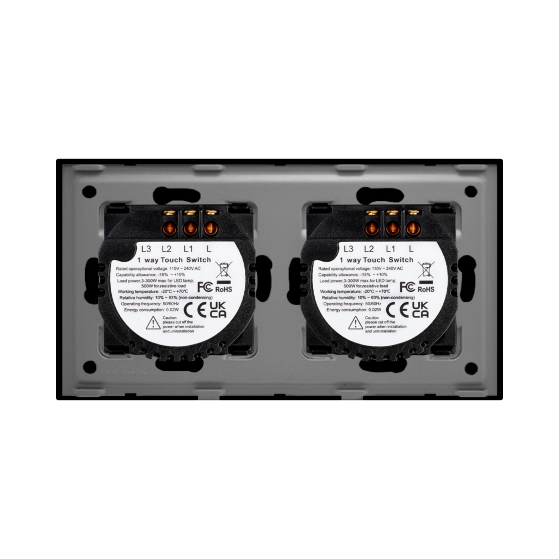 Intrerupator Dublu + Dublu cu Touch din Sticla LUXION, negru