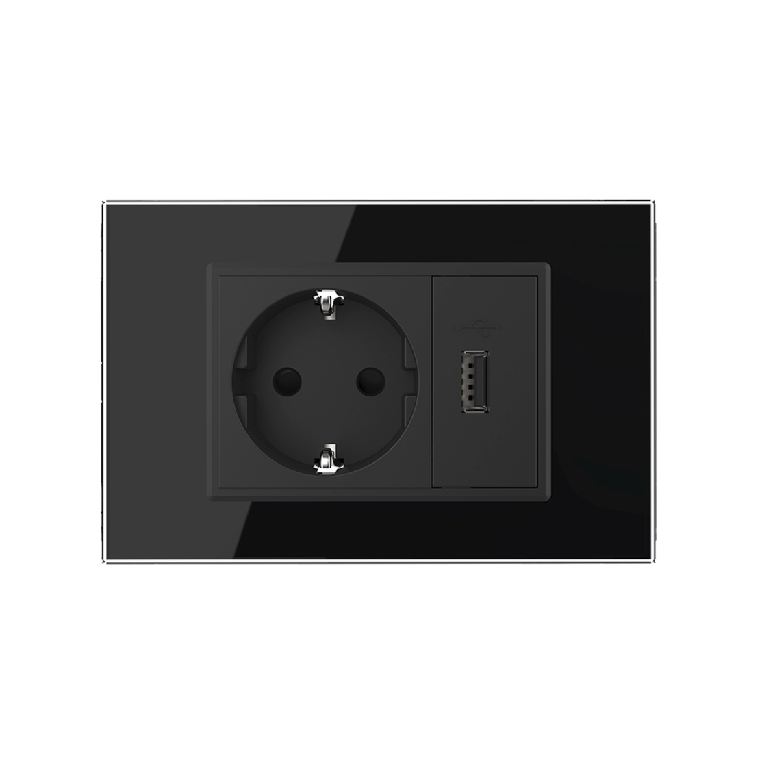 Priza simpla cu USB Livolo standard italian, negru