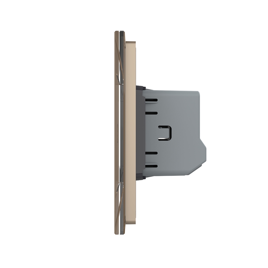 Intrerupator Dublu + Dublu cu Touch LIVOLO cu Rama Din Sticla, Standard Italian, 4M, auriu