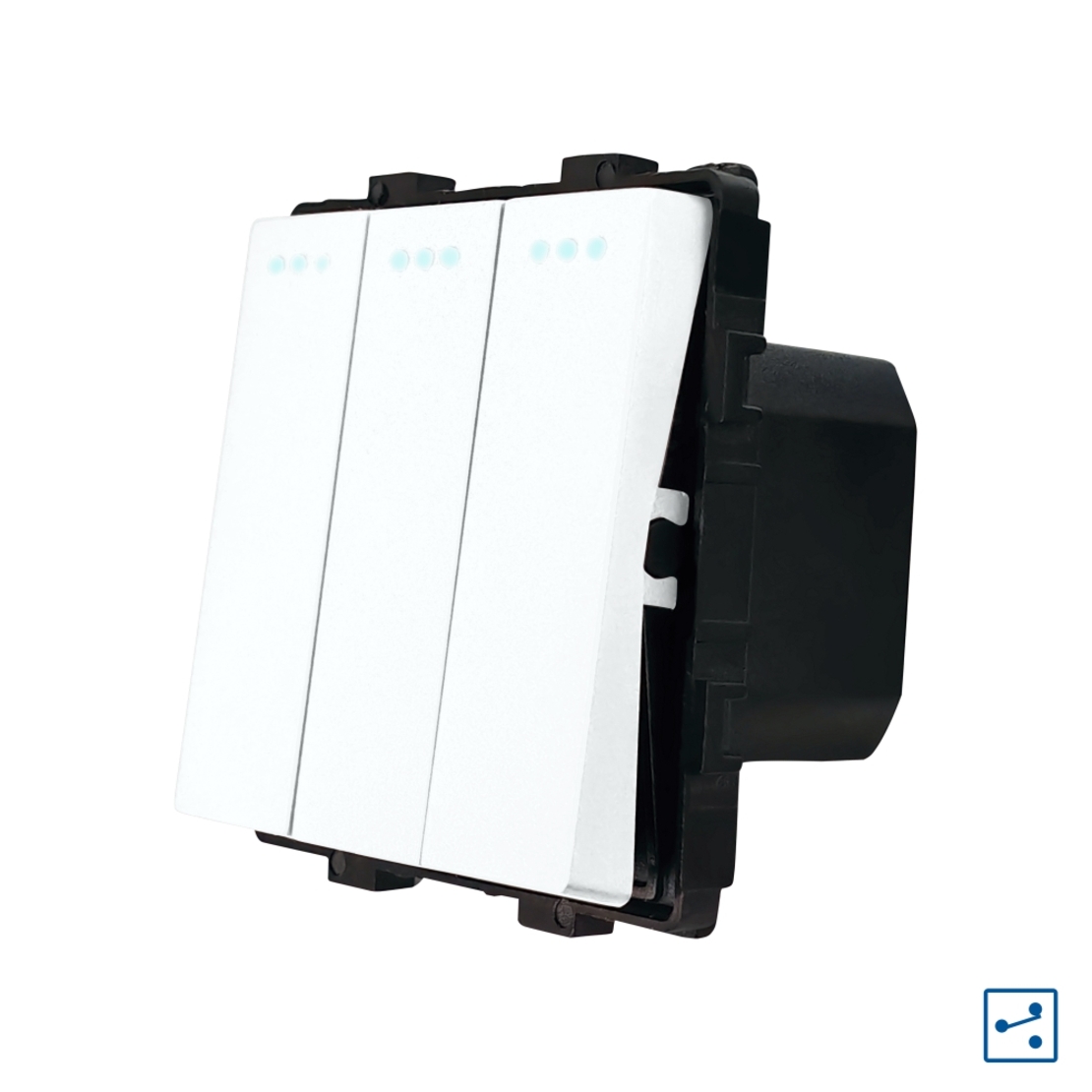 Modul Intrerupator Triplu Cap Scara Mecanic LUXION, alb