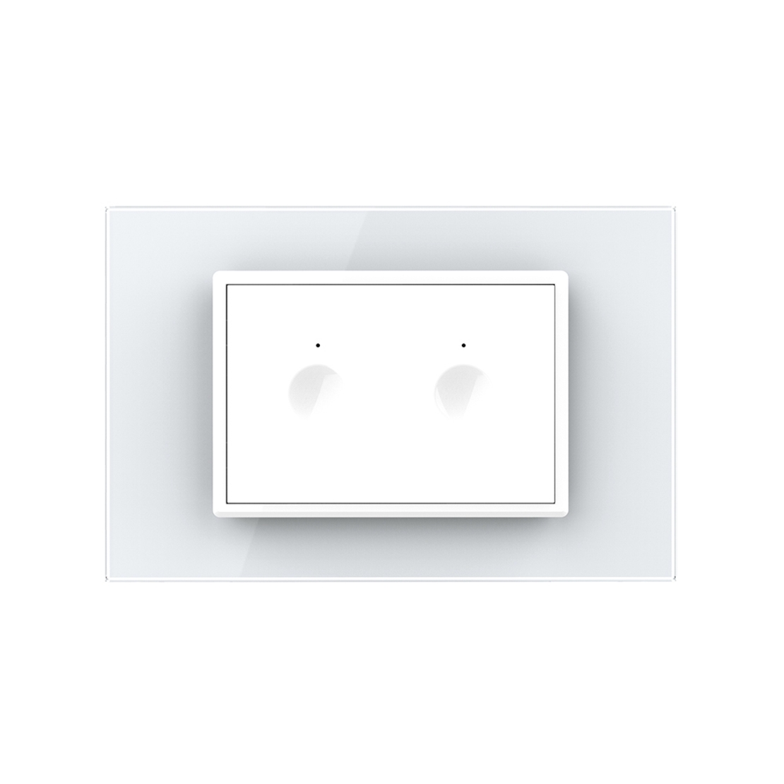 Intrerupator Dublu Cap Scara / Cruce Wi-Fi cu Touch LIVOLO cu rama din sticla, standard italian – Serie Noua, Alb