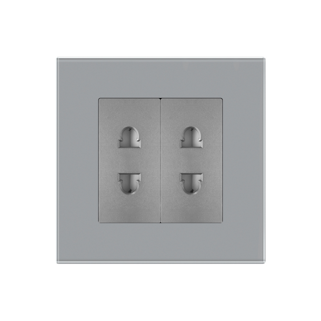 Priza Dubla cu Module Inguste cu Rama din Sticla LUXION, gri