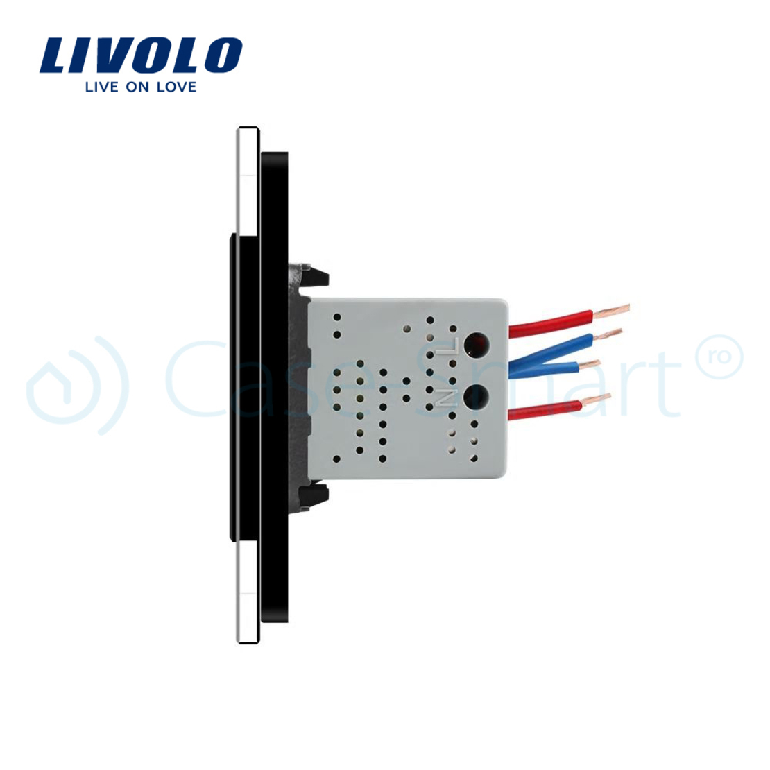 Priza dubla USB Livolo cu rama din sticla, negru