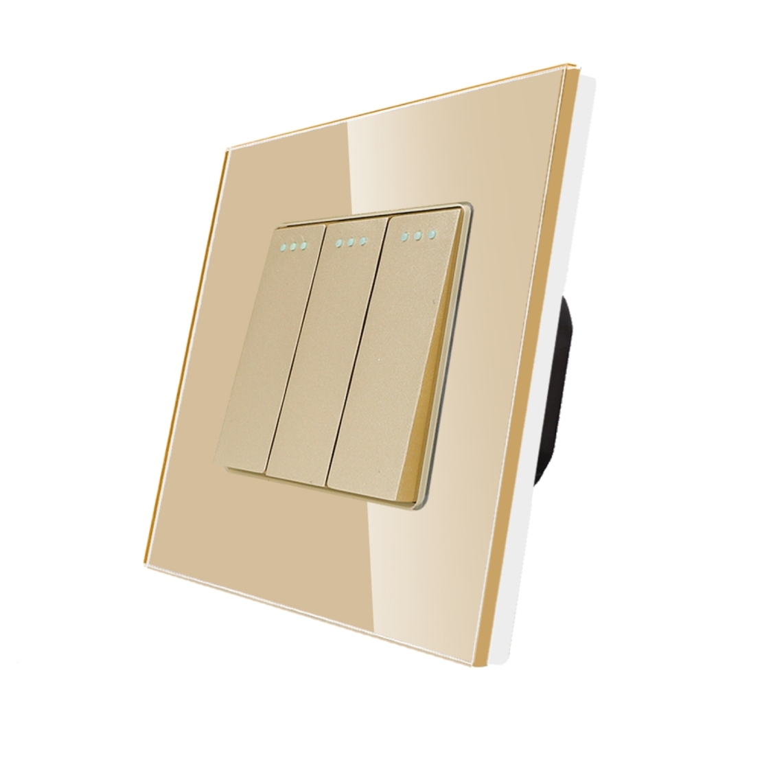 Intrerupator Triplu Mecanic LUXION cu Rama din Sticla, auriu