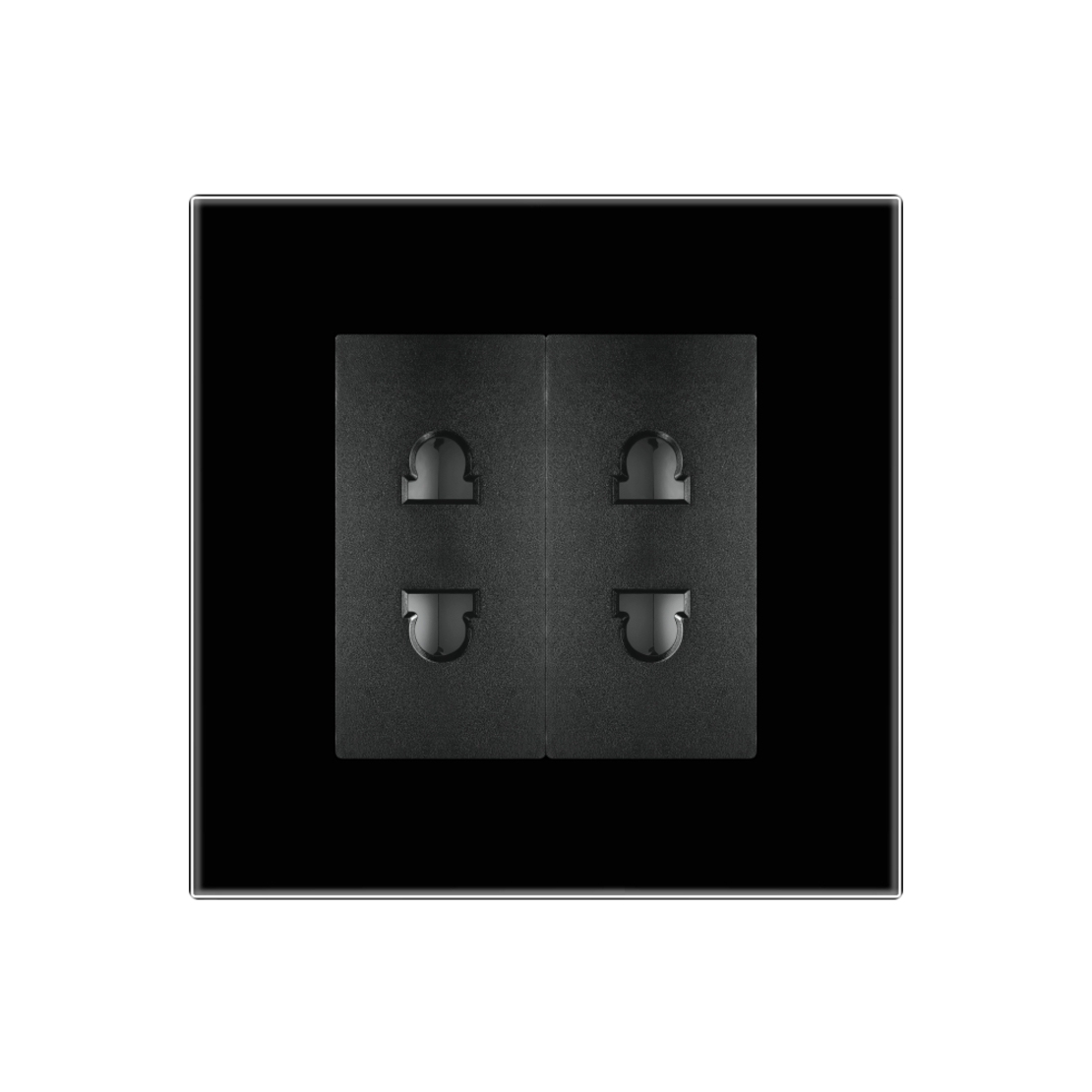 Priza Dubla cu Module Inguste cu Rama din Sticla LUXION, negru