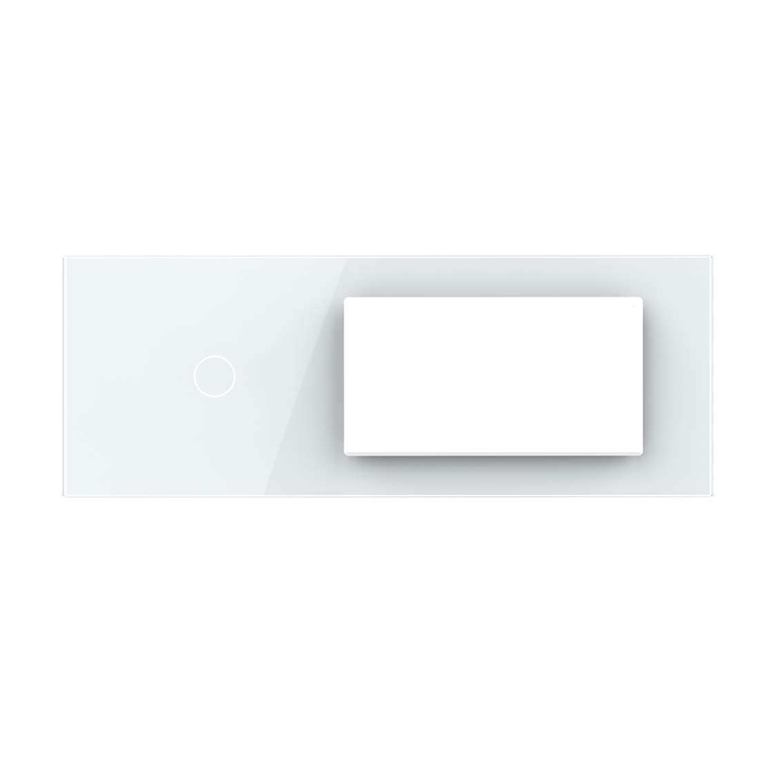 Panou Intrerupator Simplu cu 2 Prize LIVOLO din Sticla, Standard Italian - 6/7M, alb