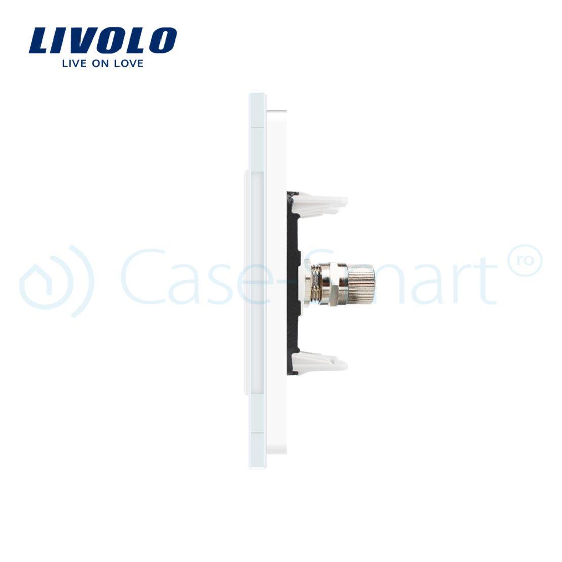 Priza dubla TV Livolo cu rama din sticla, alb