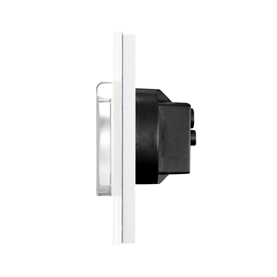 Priza Simpla cu Capac de Protectie cu Rama din Sticla LUXION, alb