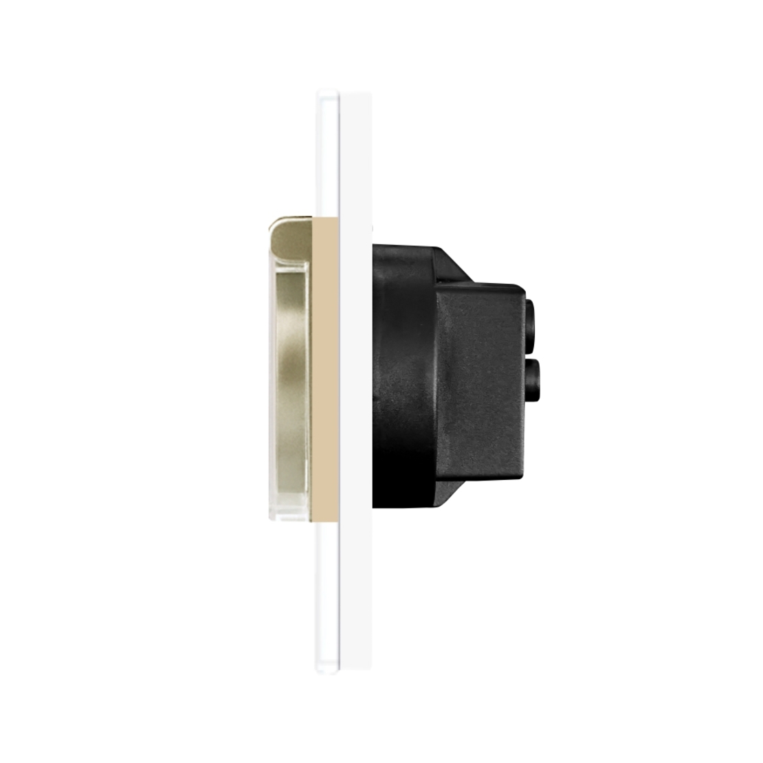 Priza Simpla cu Capac de Protectie cu Rama din Sticla LUXION, auriu