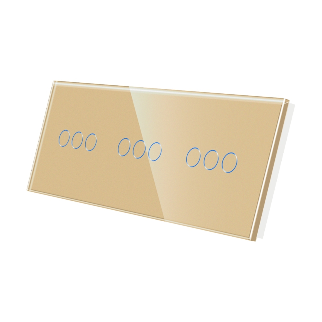 Panou Intrerupator Triplu + Triplu + Triplu cu Touch Din Sticla LUXION, auriu