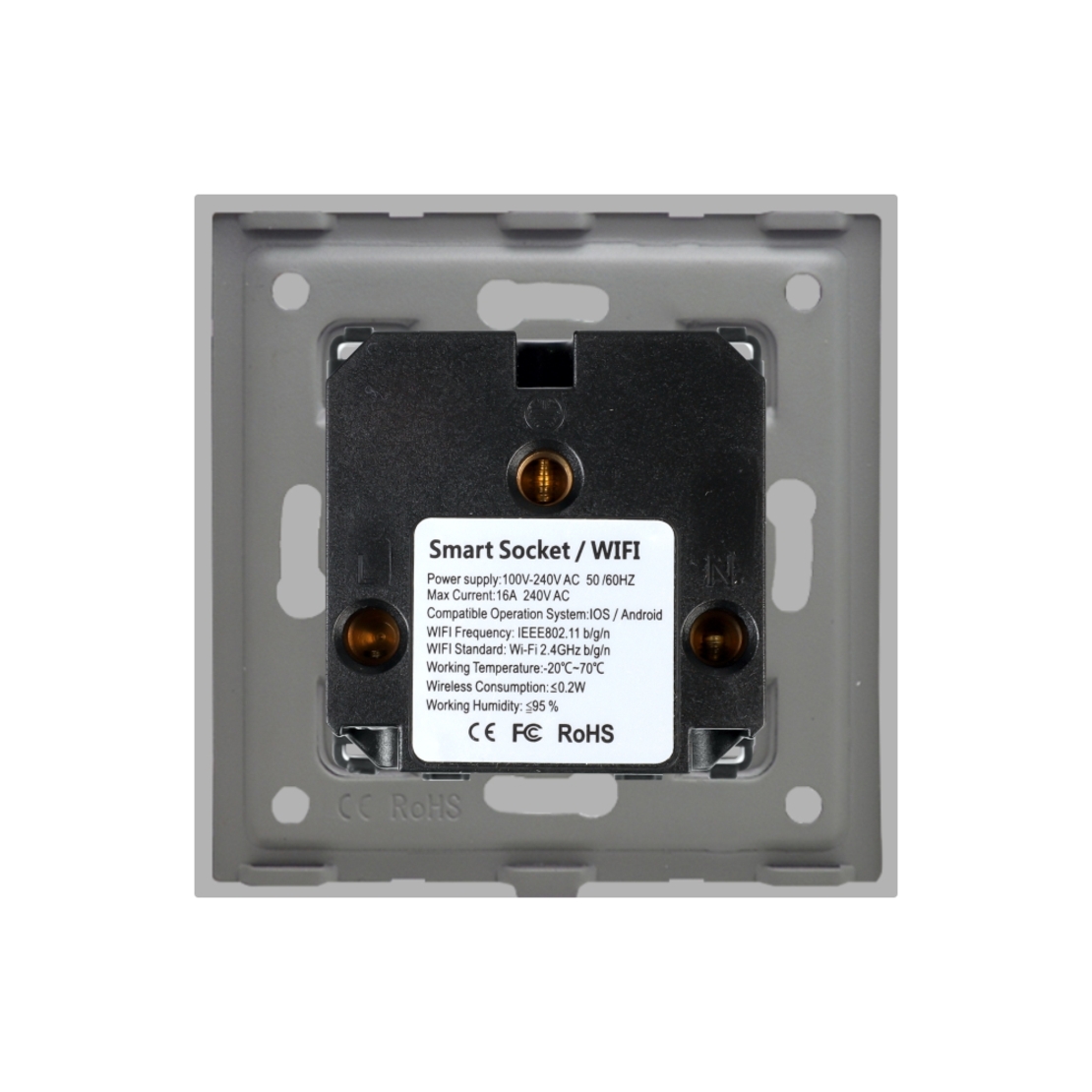 Priza Simpla Wi-Fi cu Monitorizare Consum, cu Rama din Sticla LUXION, gri