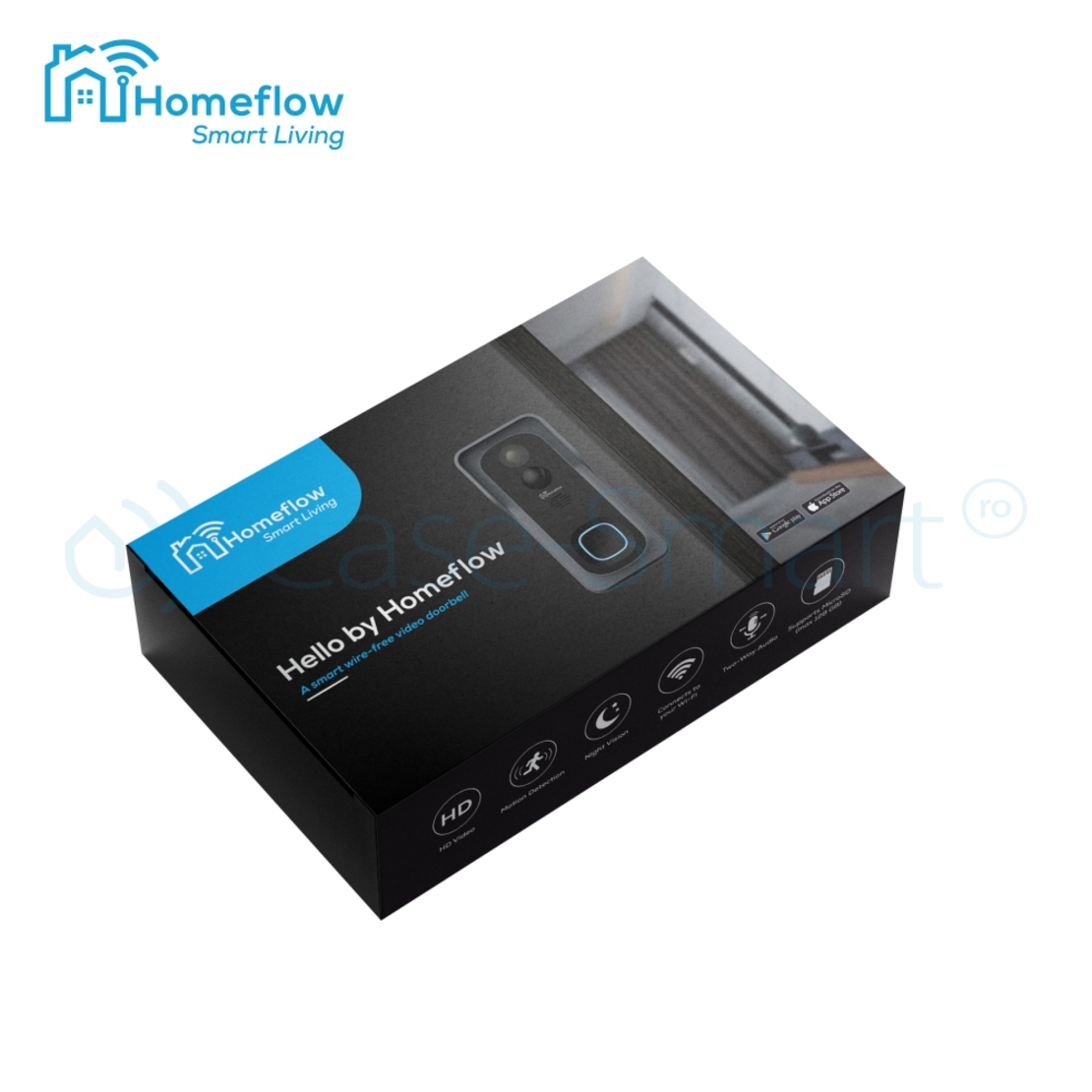 Sonerie inteligenta wireless cu monitorizare video Homeflow D-3001, Comunicare bidirectionala, Detectie miscare, Notificari, Modul sonerie interior inclus