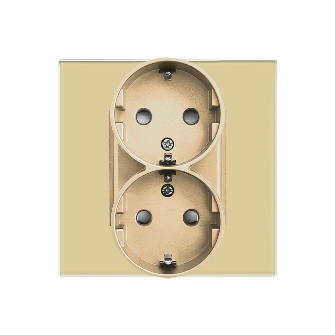 Priza Dubla LUXION cu Rama din Sticla Pentru Doza Simpla, auriu