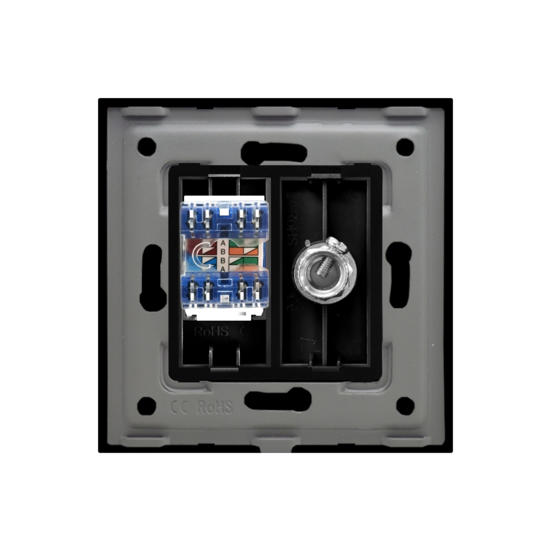 Priza TV + Internet cu Rama din Sticla LUXION, negru