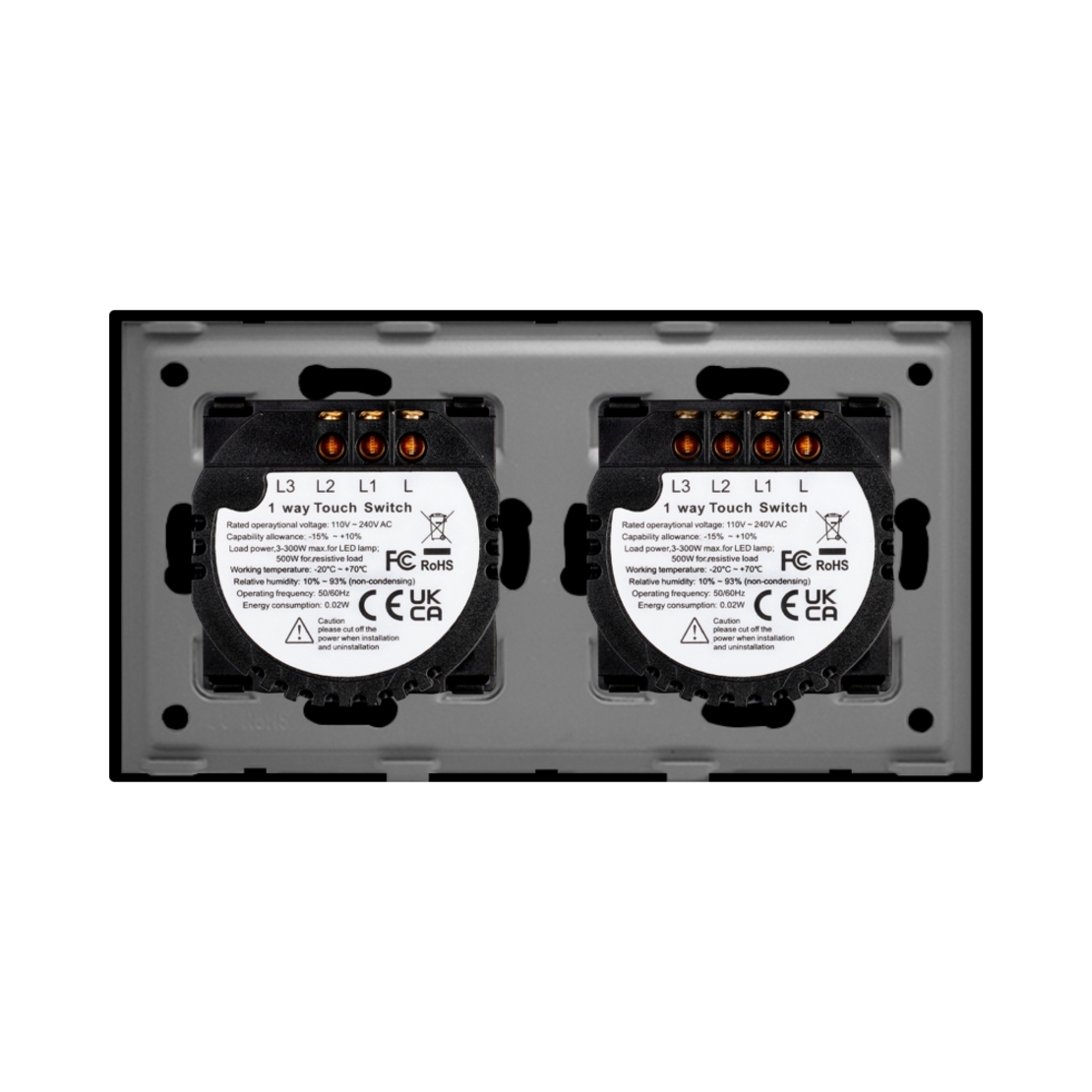 Intrerupator Triplu + Dublu cu Touch din Sticla LUXION, negru