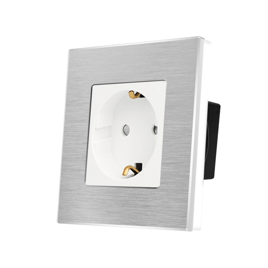 Priza Simpla LUXION cu rama din aluminiu, alb