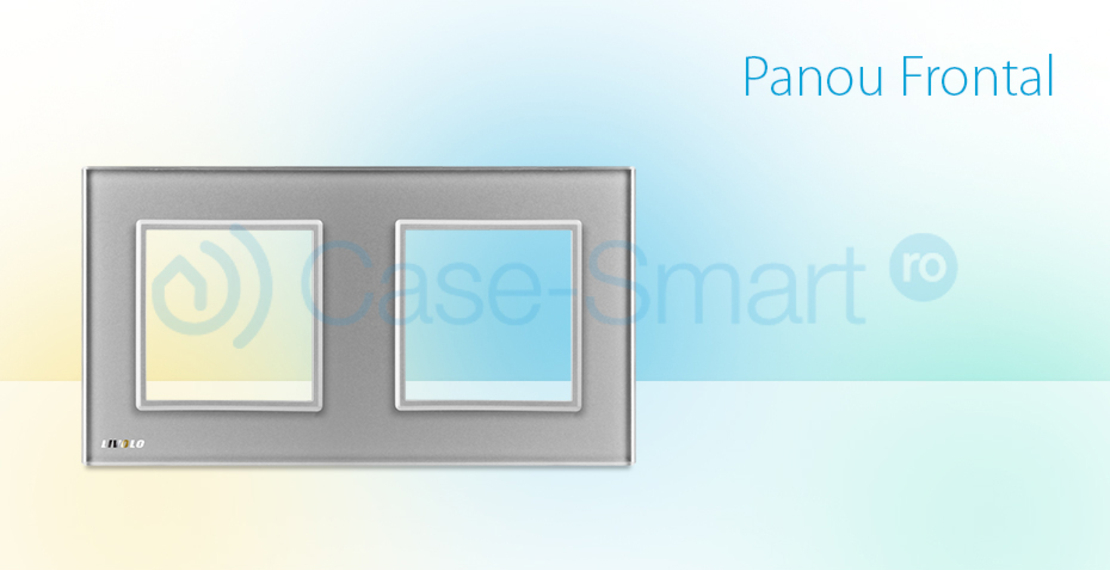 Rama priza dubla Livolo din sticla, gri