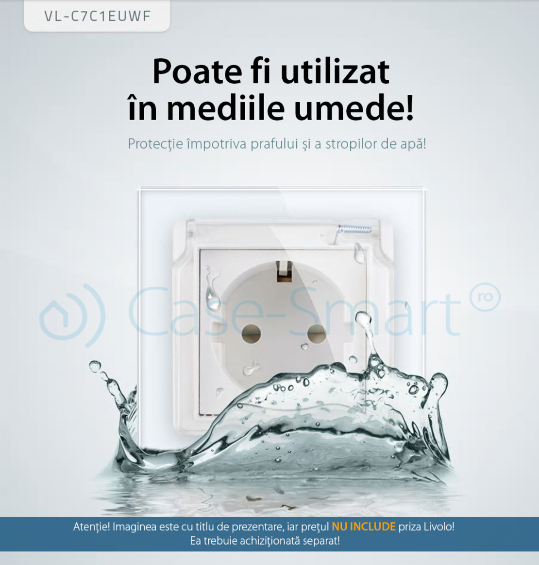 Capac de protectie rezistent la apa pentru prizele din sticla Livolo, alb