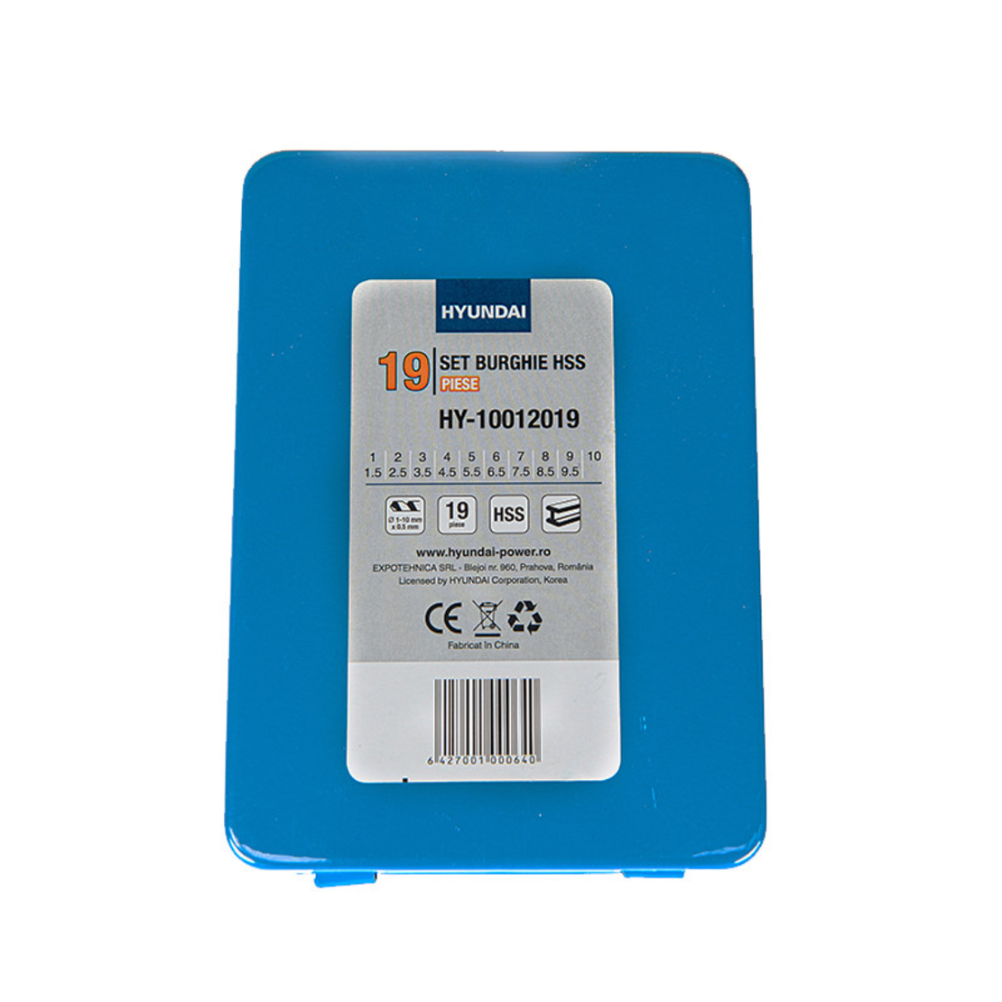 Set 19 burghie pentru metal HSS 1 - 10 mm HYUNDAI HY-10012019
