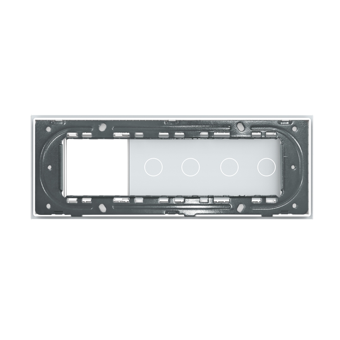 Panou Intrerupator Dublu + Dublu cu Priza LIVOLO din Sticla, Standard Italian - 6/7M, alb