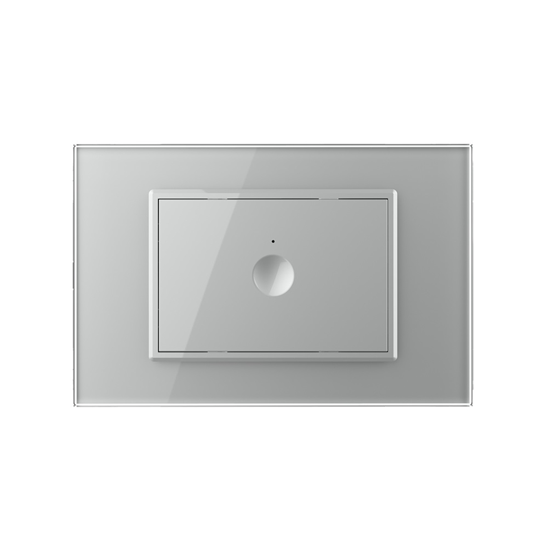 Intrerupator simplu cap scara / cap cruce wireless cu touch Livolo cu rama din sticla, standard Italian - Serie noua, gri