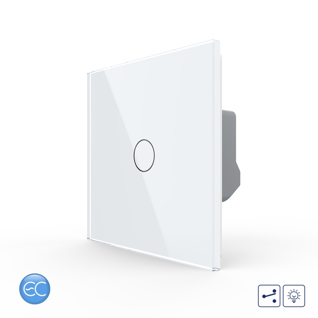 Intrerupator Simplu Cap Scara / Cruce cu Dimmer cu Touch LIVOLO din Sticla - Protocol ZigBee EC, alb