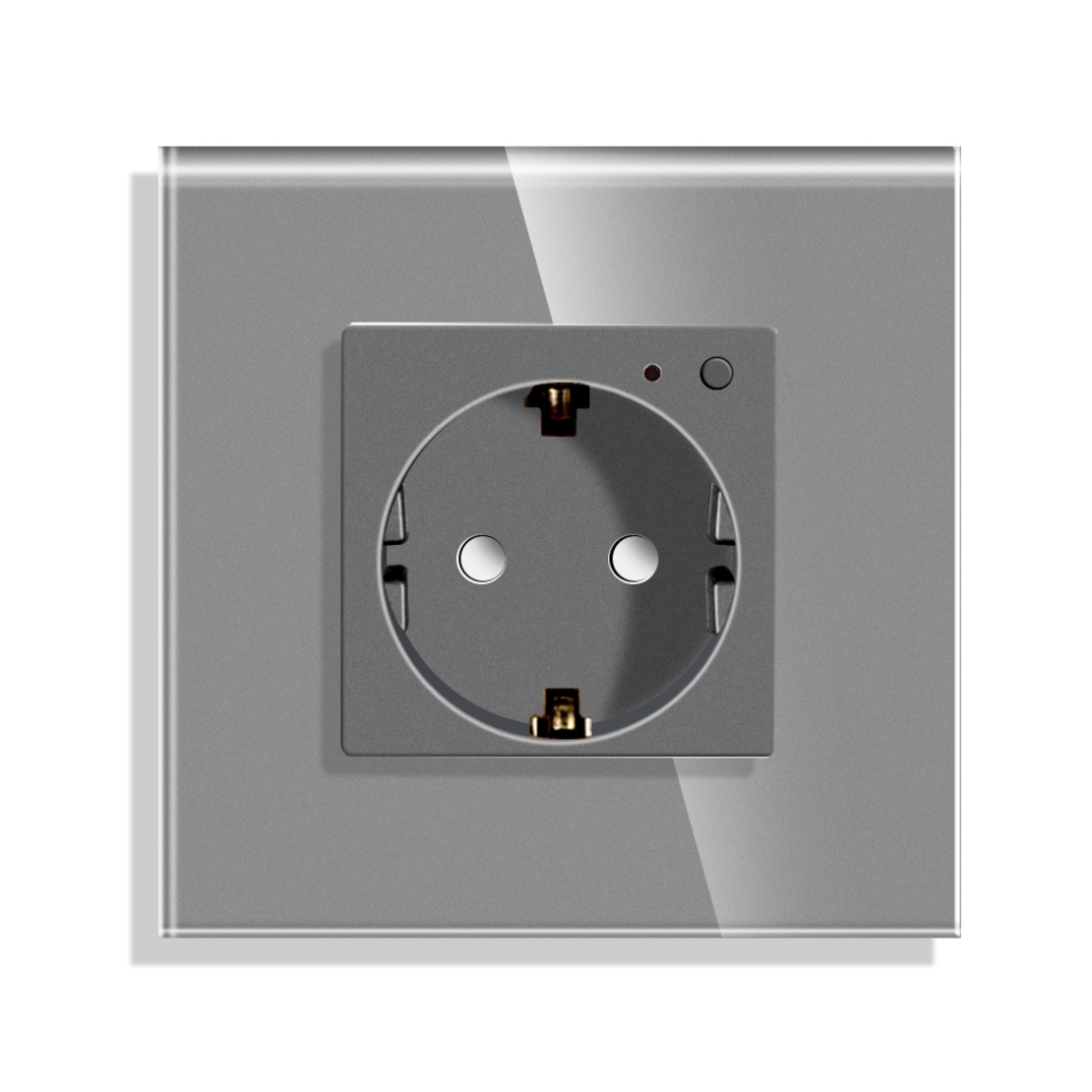 Priza Simpla Wi-Fi cu Monitorizare Consum, cu Rama din Sticla LUXION, gri