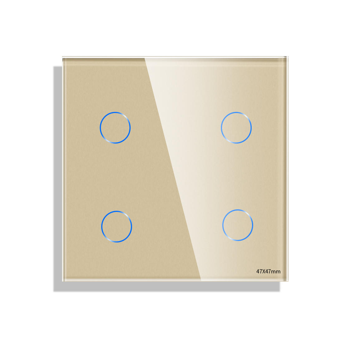 Panou Intrerupator Cvadruplu cu Touch Mini din Sticla LUXION, auriu