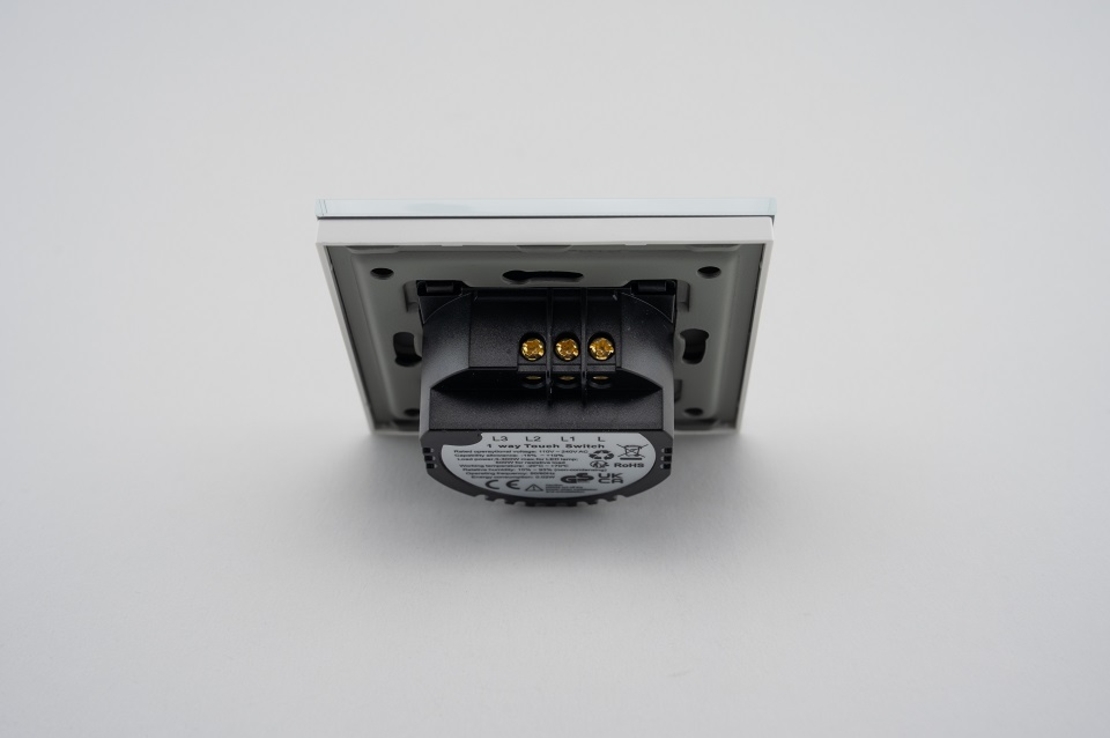 Intrerupator Dublu cu Touch din Sticla LUXION, 500W, alb