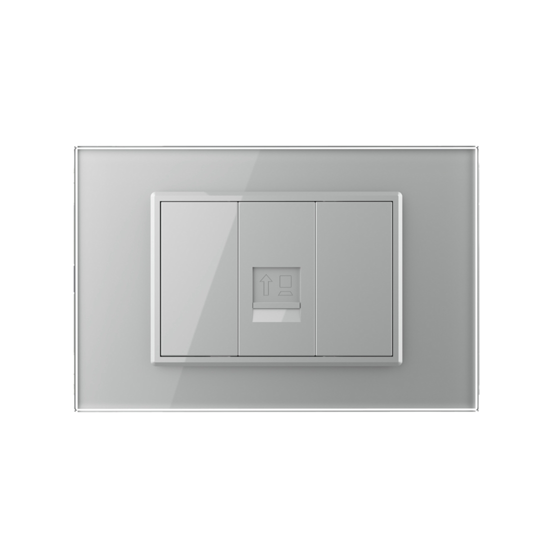 Priza internet Livolo cu rama din sticla - standard italian, gri