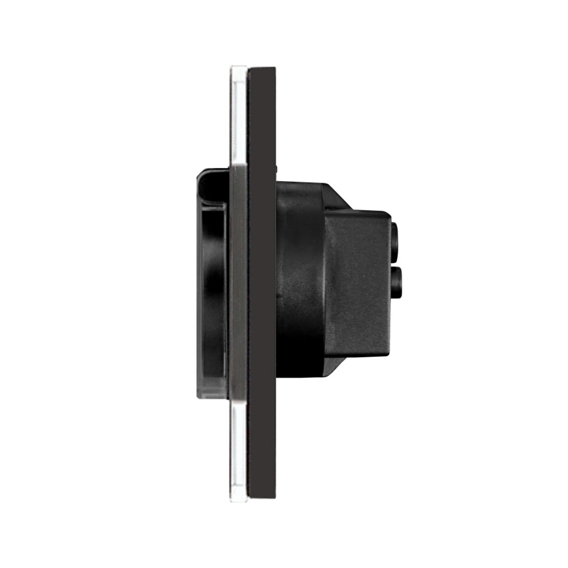 Priza Simpla cu Capac de Protectie cu Rama din Sticla LUXION, negru