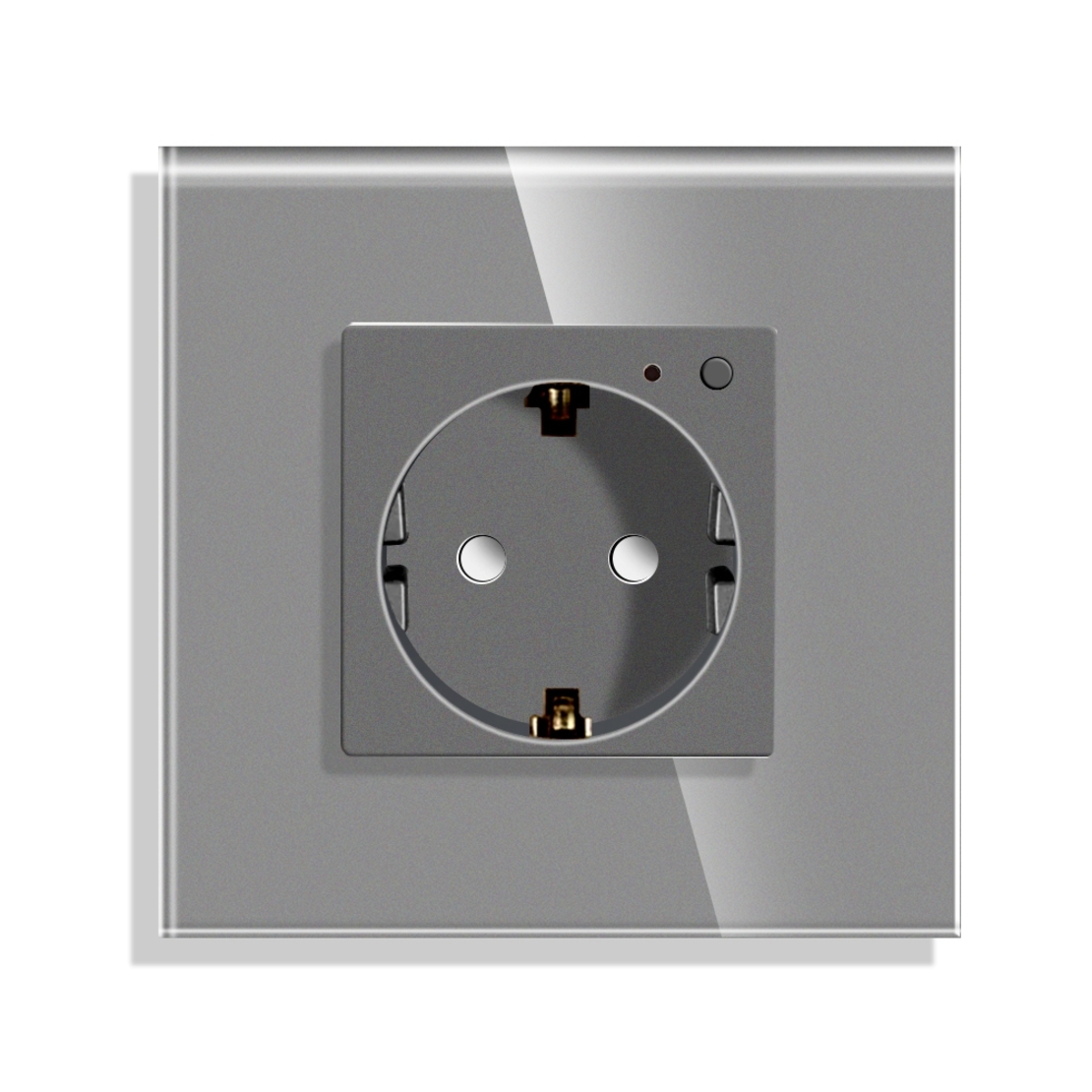 Priza Inteligenta cu Protocol Zigbee si Monitorizare Consum cu Rama Din Sticla LUXION, gri