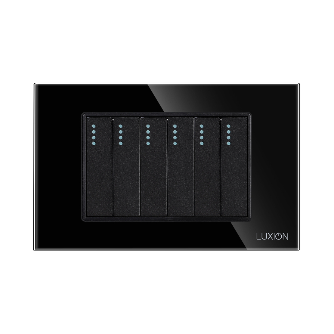 Intrerupator Mecanic 6 Posturi LUXION cu Rama din Sticla, Standard Italian, 3M, negru