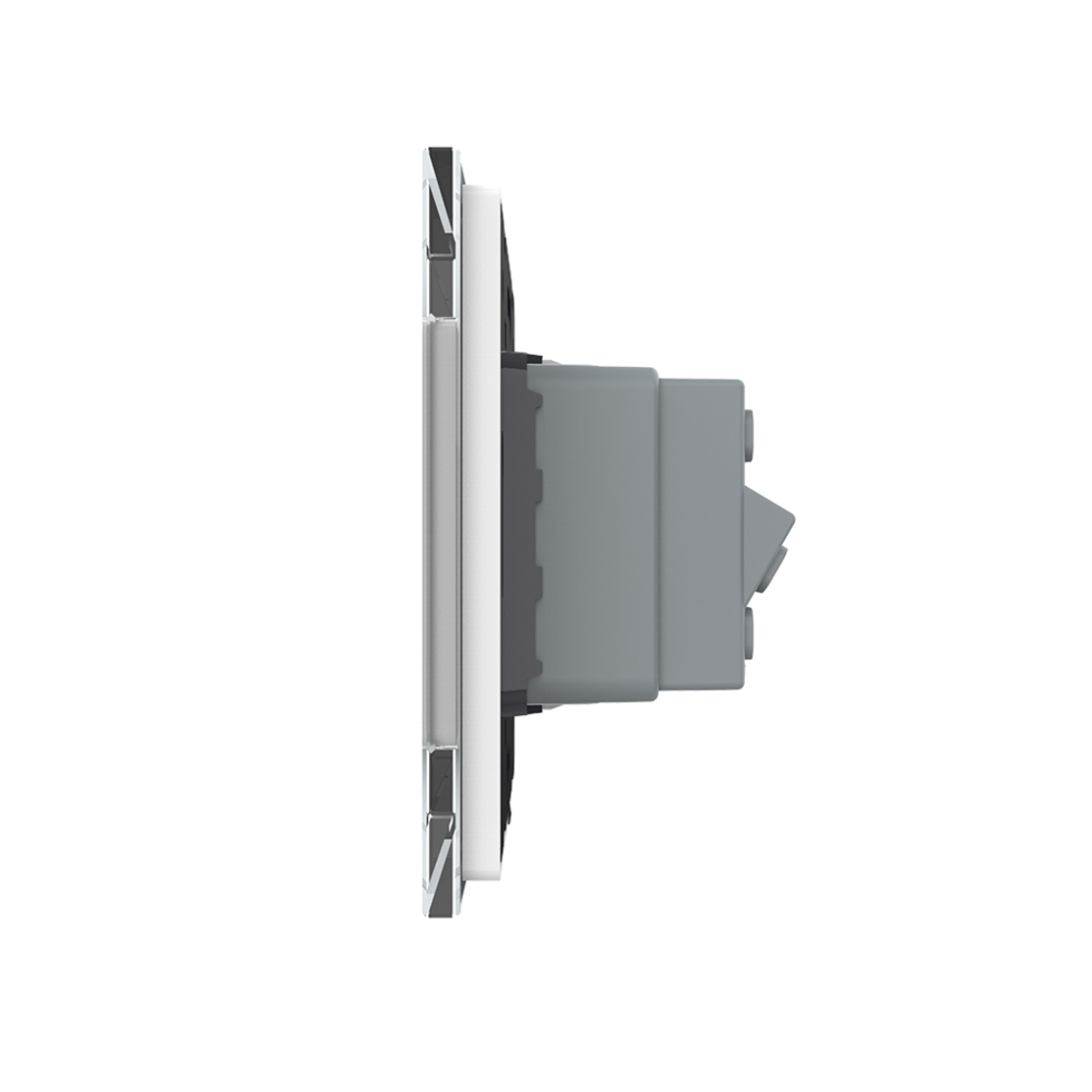 Priza dubla module inguste Livolo cu rama din sticla - standard german, alb